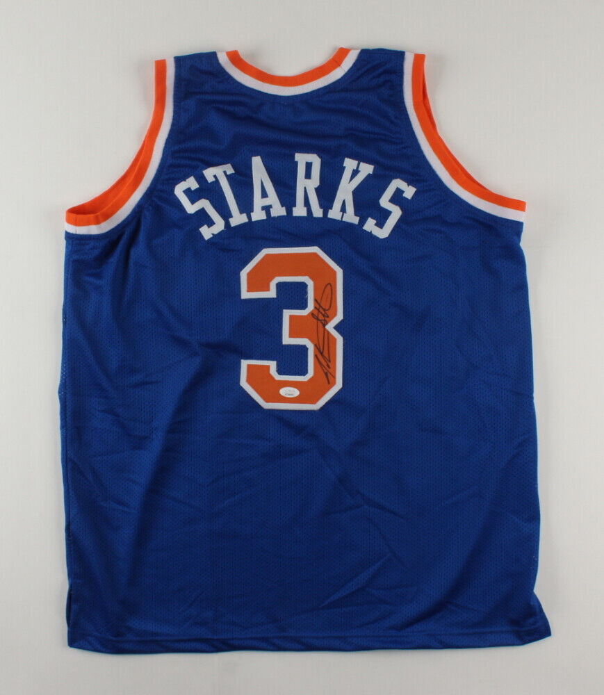 John Starks Signed New York Knicks Blue Jersey (JSA COA) 1994 NBA All Star Guard