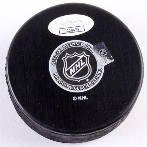 Pekka Rinne Signed Predators Logo Hockey Puck (JSA COA) All Star Goalie