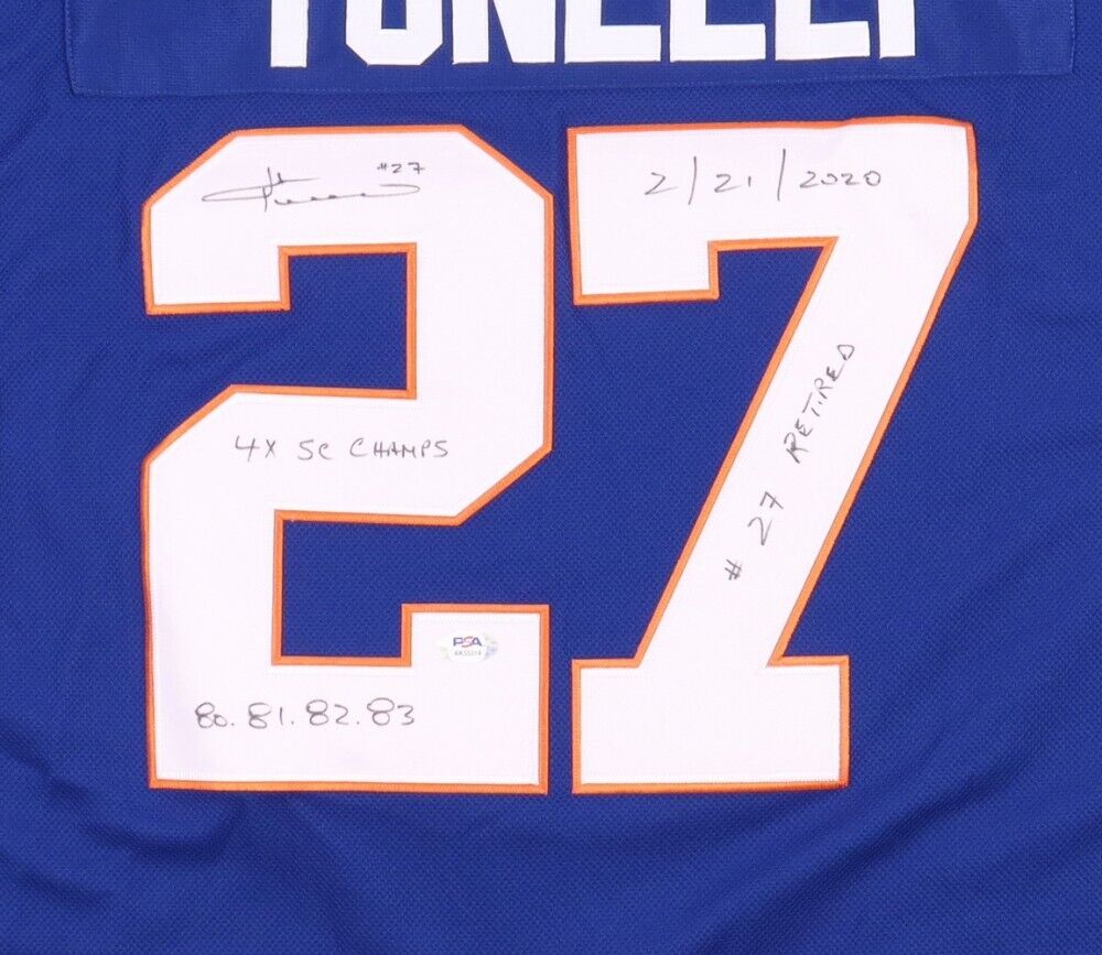 John Tonelli Signed New York Islanders Jersey 4xInscribed (PSA) 4xCup –