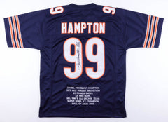 Dan Hampton Signed Chicago Bears Career Stat Jersey Inscribed HOF 2002 (JSA COA)