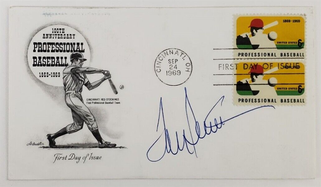 Tom Seaver Signed 1969 Hall of Fame Cachet Envelope (JSA COA) Mets, Re –