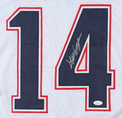Steve Grogan Signed New England Patriots White Jersey (JSA COA)  Super Bowl Q.B