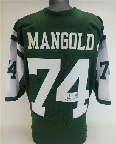 Nick Mangold Signed New York Jets Green Home Jersey (Beckett) 7xPro Bowl Center