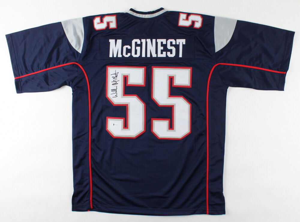 Willie McGinest Signed Patriots Jersey (Beckett COA) 3xSuper Bowl Champion L.B.