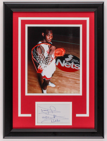 Darryl Dawkins Signed Nets 15x20 Custom Framed Cut Display Inscribed "Nets" JSA