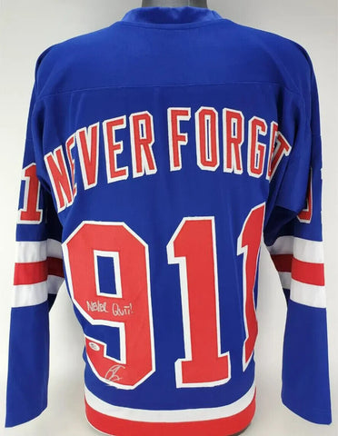 Robert ONeill Signed New York Rangers 911 Never Forget Jersey "Never Quit" (PSA)