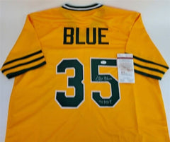 Vida Blue Signed Oakland Athletic Jersey (JSA COA) 1971 A.L. MVP  3xSeries Champ