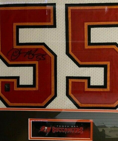 Derrick Brooks Signed Tampa Bay Buccaners 35 x 43 Framed Jersey / 11xPro Bowl LB