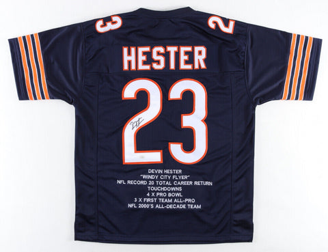 Devin Hester Signed Chicago Bears Stat Jersey (JSA) NFL All Time Return Leader