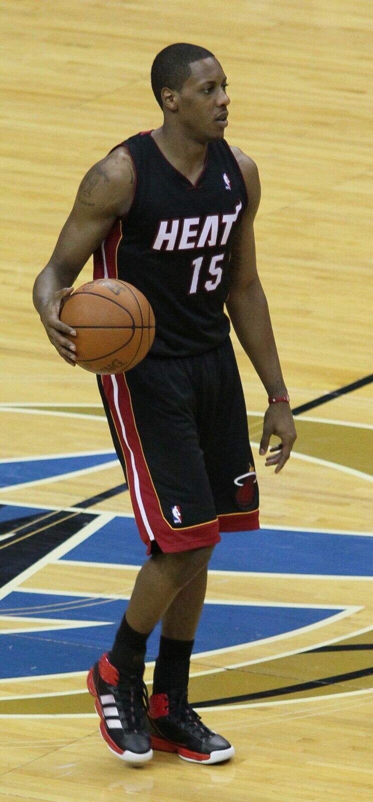Mario Chalmers Signed Miami Heat Black Jersey Inscribed 2x NBA