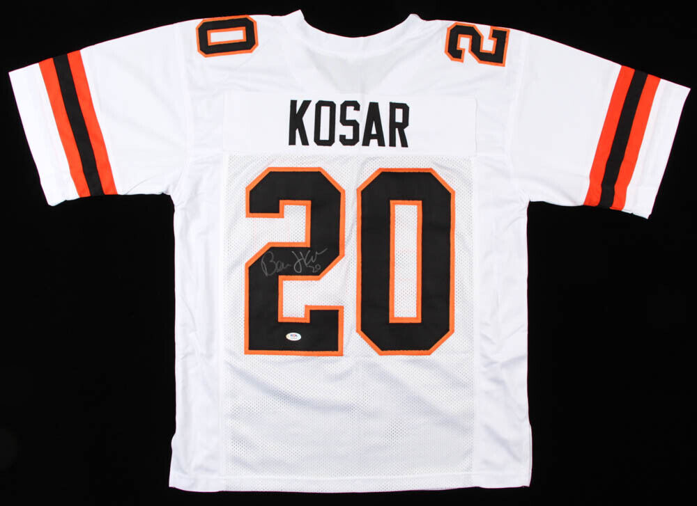 BERNIE KOSAR SIGNED CLEVELAND BROWNS WHITE JERSEY JSA WITNESS COA