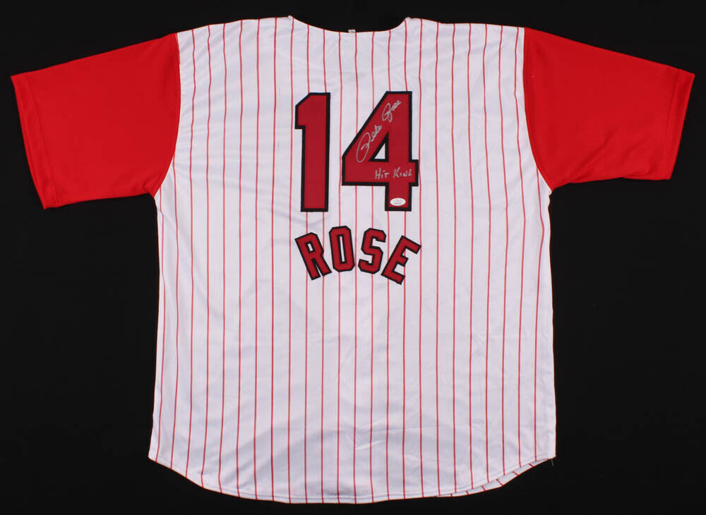  Pete Rose Autographed Pro Style Hit King White Baseball Jersey  (JSA) : Clothing, Shoes & Jewelry