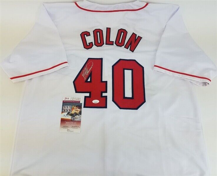 Bartolo Colon Signed Cleveland Indians White Home Jersey (JSA Witness –