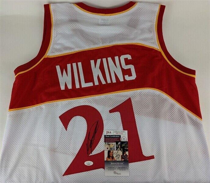 Atlanta Hawks Dominique Wilkins Autographed White Jersey JSA Stock #215701