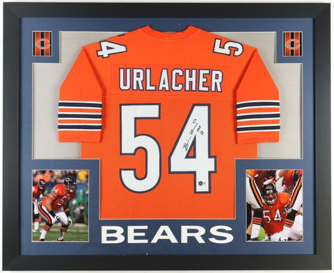 Brian Urlacher Signed Chicago Bears 35x43 Framed Jersey Inscd. HOF 2018 (Becket)