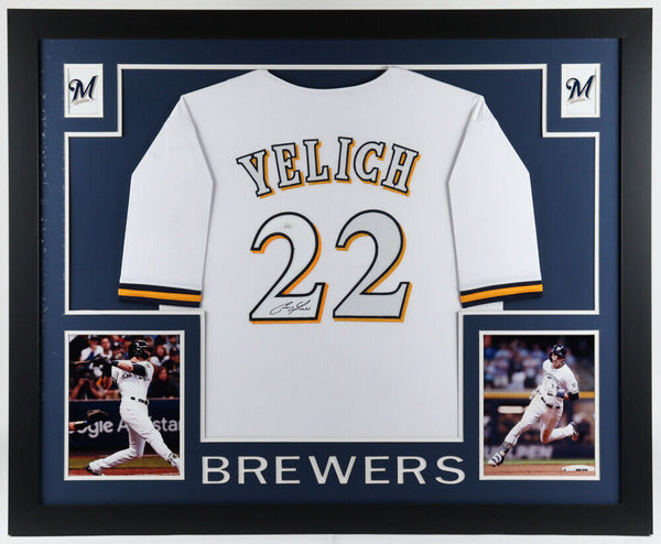 Christian Yelich Autographed Milwaukee Brewers Framed Jersey