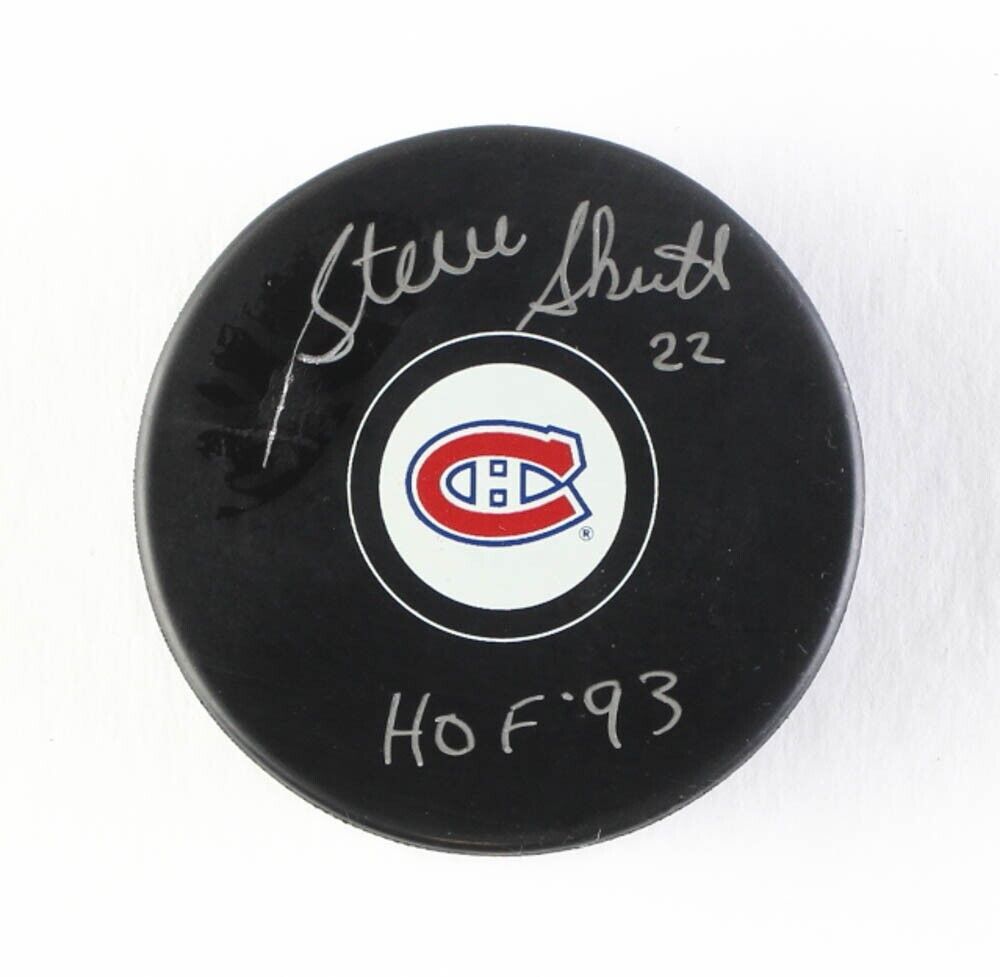 Steve Shutt Signed Montreal Canadien Logo Hockey Puck Inscribed "HOF '93" (COJO)