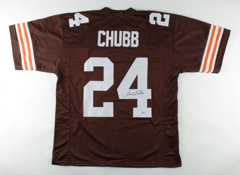 Nick Chubb Signed Browns Jersey (Beckett COA) Cleveland, 2nd Rnd Draft Pick 2018