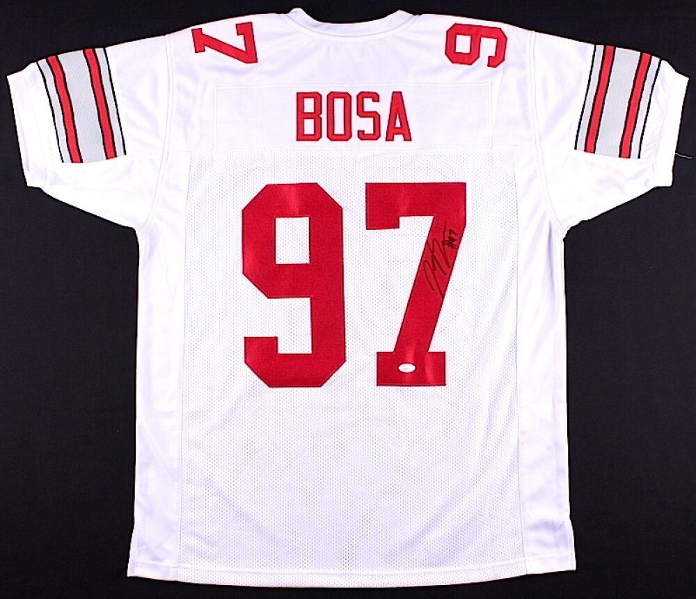 Joey Bosa Signed Ohio State Buckeyes White Jersey (JSA COA) 2017 Pro B –