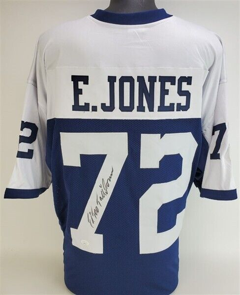 Ed 'Too Tall' Jones Signed Cowboy Throwback Jersey (JSA COA) Dallas 3x –