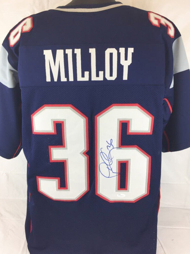 Lawyer Milloy New England Patriots Signed 8x10 Photo Blue Jersey Pats Alumni