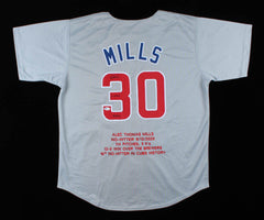 Alec Mills Signed Chicago Cub Highlight Stat Jersey Inscibd "No Hitter 9/13/202"