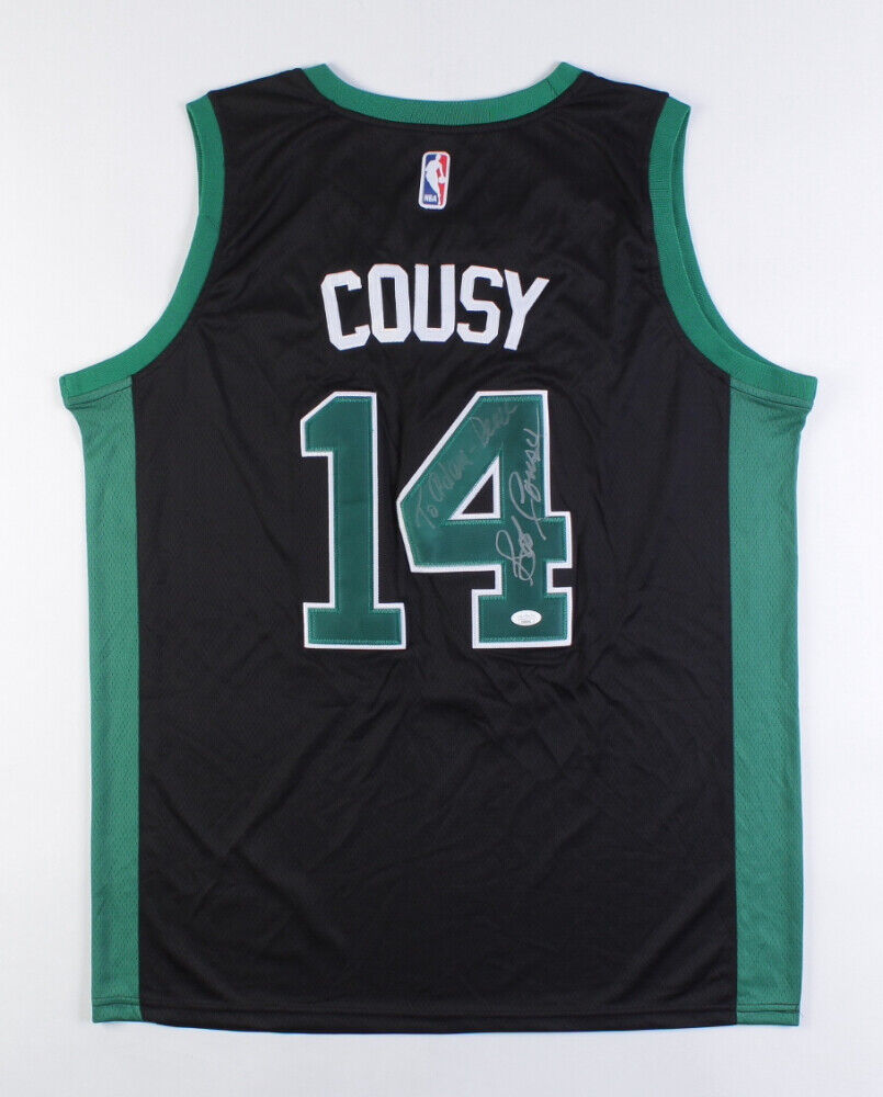 Bob Cousy Signed Boston Celtics Jersey Inscribed Peace (JSA COA) 6xN –