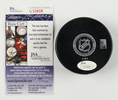 Leo Komarov Signed Toronto Maple Leafs Logo Hockey Puck (JSA COA)