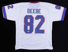 Don Beebe Signed Buffalo Bills White Jersey (JSA COA) Super Bowl XXXI Champ W.R.