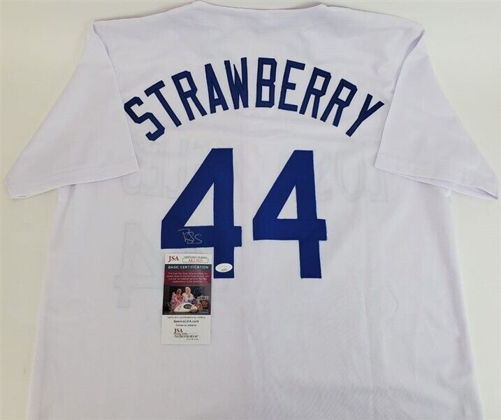 Darryl Strawberry Signed Los Angeles Dodgers Jersey (JSA COA) 8