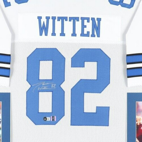 Jason Witten Signed Cowboys 35x43 Framed Jersey Display (Beckett) 11xPro Bowl TE