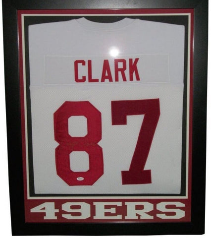 Dwight Clark Signed 49ers 28" x 34" Custom Framed Jersey (JSA) W.R.(1979–1987)