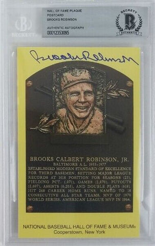 Brooks Robinson Signed Hall of Fame Plaque Card (Beckett Encapsulated) Orioles