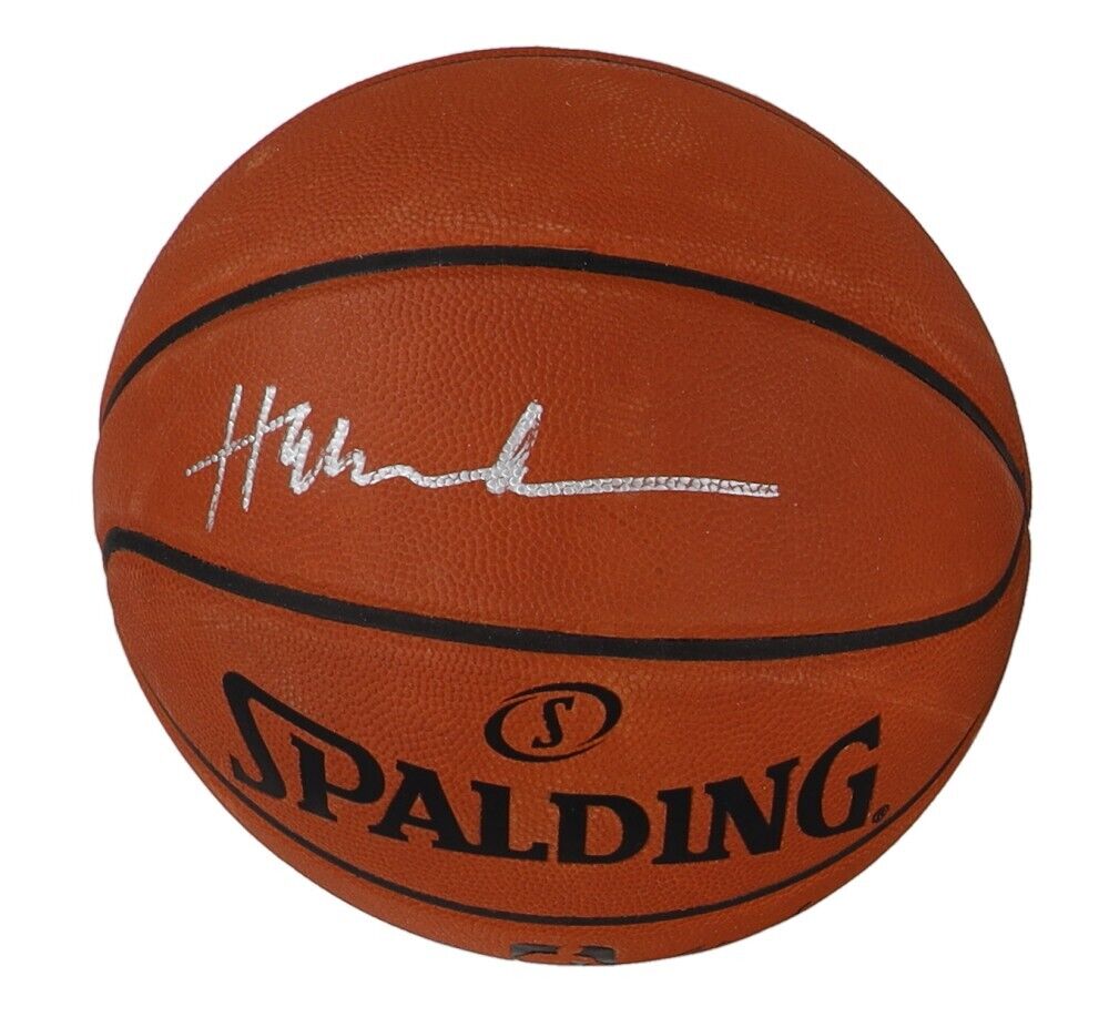 Hakeem Olajuwon Signed Spaulding NBA Basketball (Fanatics) Houston Rocket Center