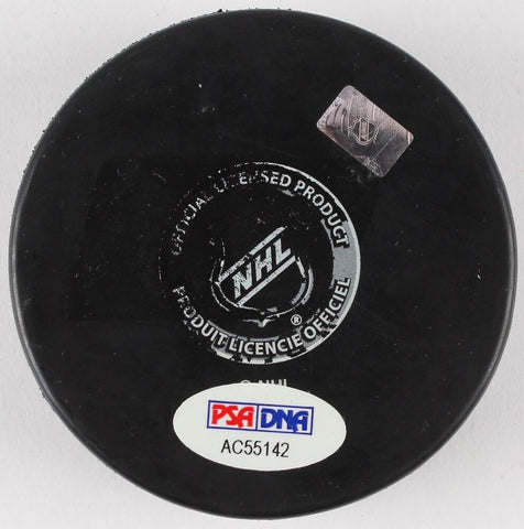 Eddie Olczyk Signed Chicago Blackhawks Logo Hockey Puck (PSA COA)