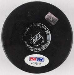 Eddie Olczyk Signed Chicago Blackhawks Logo Hockey Puck (PSA COA)