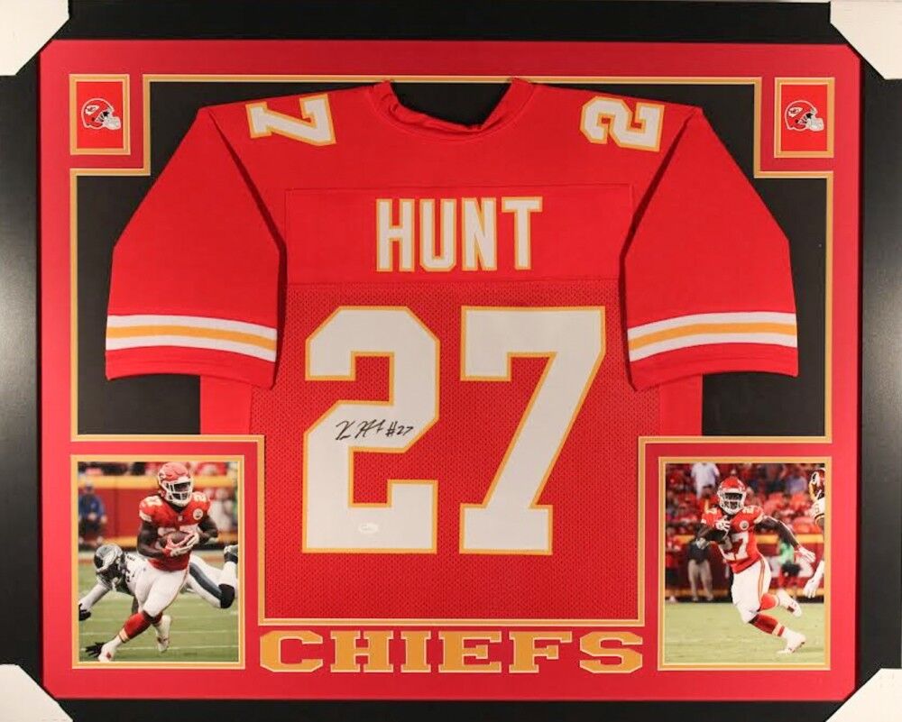 Kareem Hunt Signed Kansas City Chiefs 35x43 Custom Framed Jersey