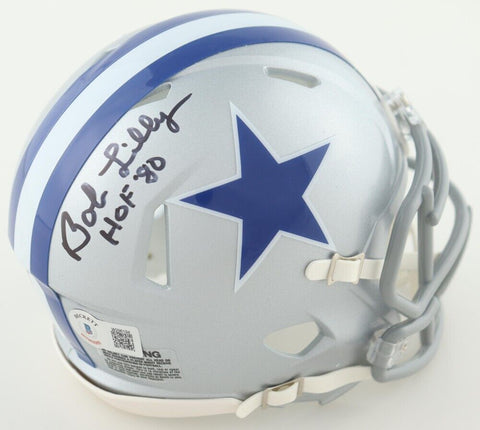 Bob Lilly Signed Dallas Cowboys Speed Mini Helmet Inscribed "HOF 80" / Beckett