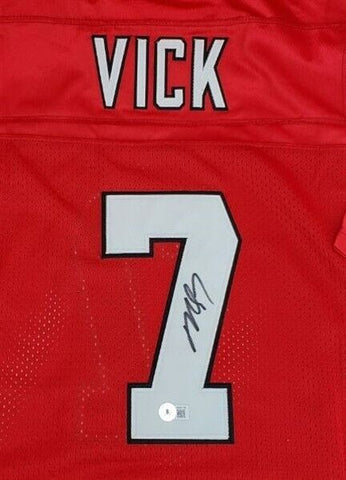 Michael Vick Signed Atlanta Falcons Red Home Jersey (Beckett) 4×Pro Bowl Q.B.