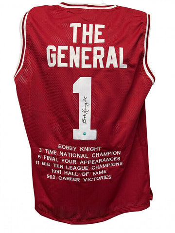 Bob Knight Signed Indiana "The General" Stat Jersey (Steiner) Hoosier Head Coach