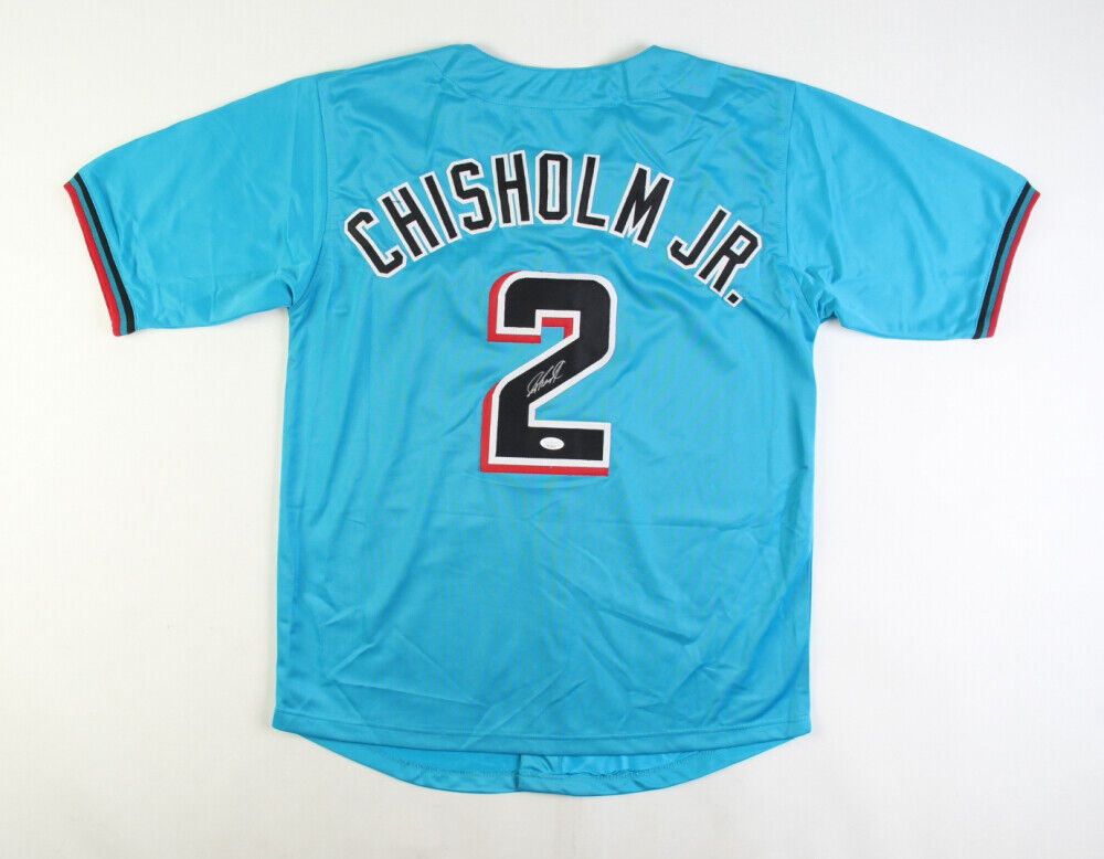 JAZZ CHISHOLM JR MIAMI MARLINS AUTOGRAPHED WHITE STITCHED JERSEY