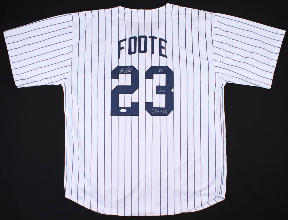 Barry Foote Signed Yankees Jersey Inscribed '81 AL Champs (JSA