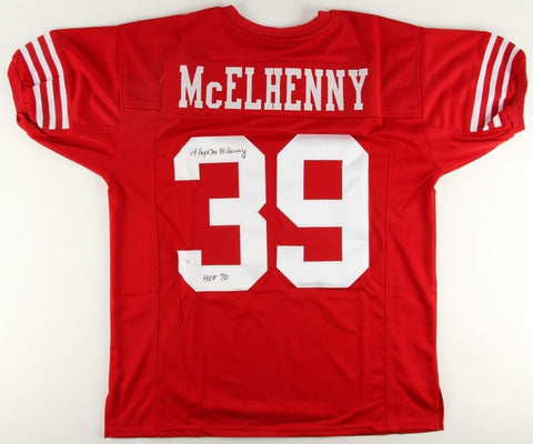 Hugh McElhenny Signed 49ers Red Jersey Inscribed "HOF 70"(JSA COA) 6x Pro Bowl