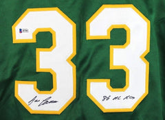 Jose Canseco Signed Athletics Jersey Inscribed "86 AL ROY" (Beckett COA)