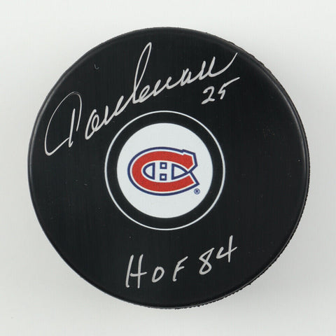 Jacques Lemaire Signed Montreal Canadiens Hockey Puck (COJO COA) NHL HOF 1984