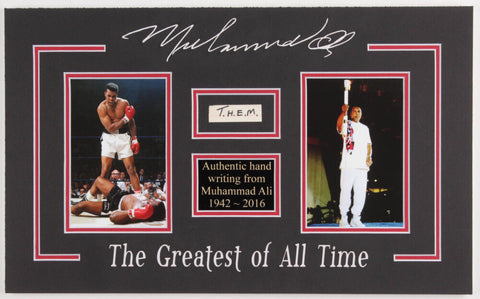 Muhammad Ali 11x18.25 Custom Matted Cut Display with (1) Hand-Written Word JSA