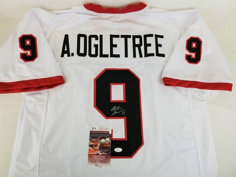 Alec Ogletree Signed Georgia Bulldogs White Jersey (JSA Witness COA) N Y Jets LB