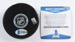 Brett Hull Signed St. Louis Blues Logo Hockey Puck (Beckett COA) 741 NHL Goals