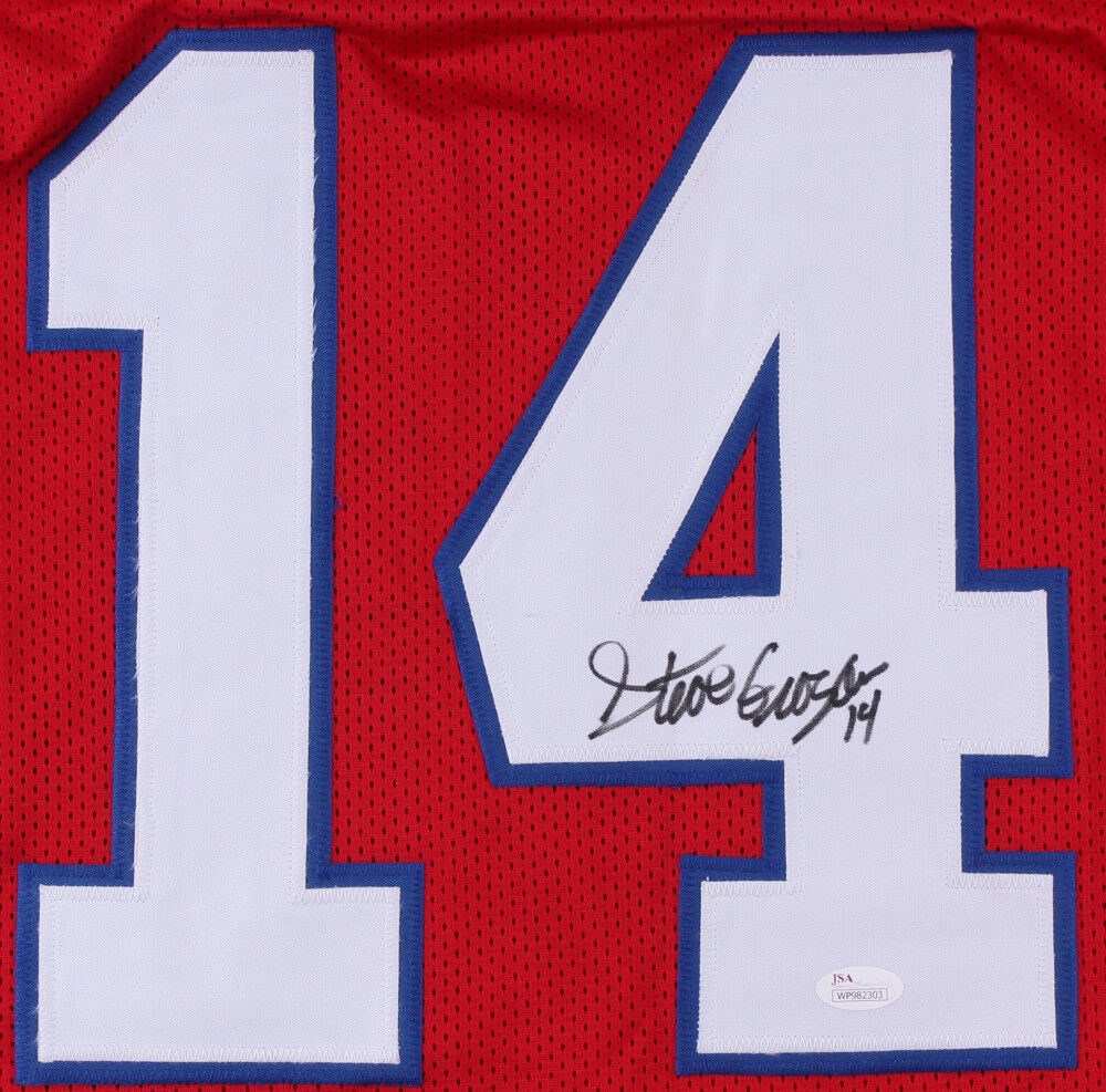 Steve Grogan Signed New England Patriots White Jersey (JSA COA) Super Bowl  Q.B