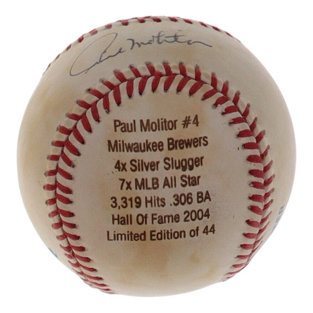 Paul Molitor Milwaukee Brewers Autographed Hall of Fame Logo